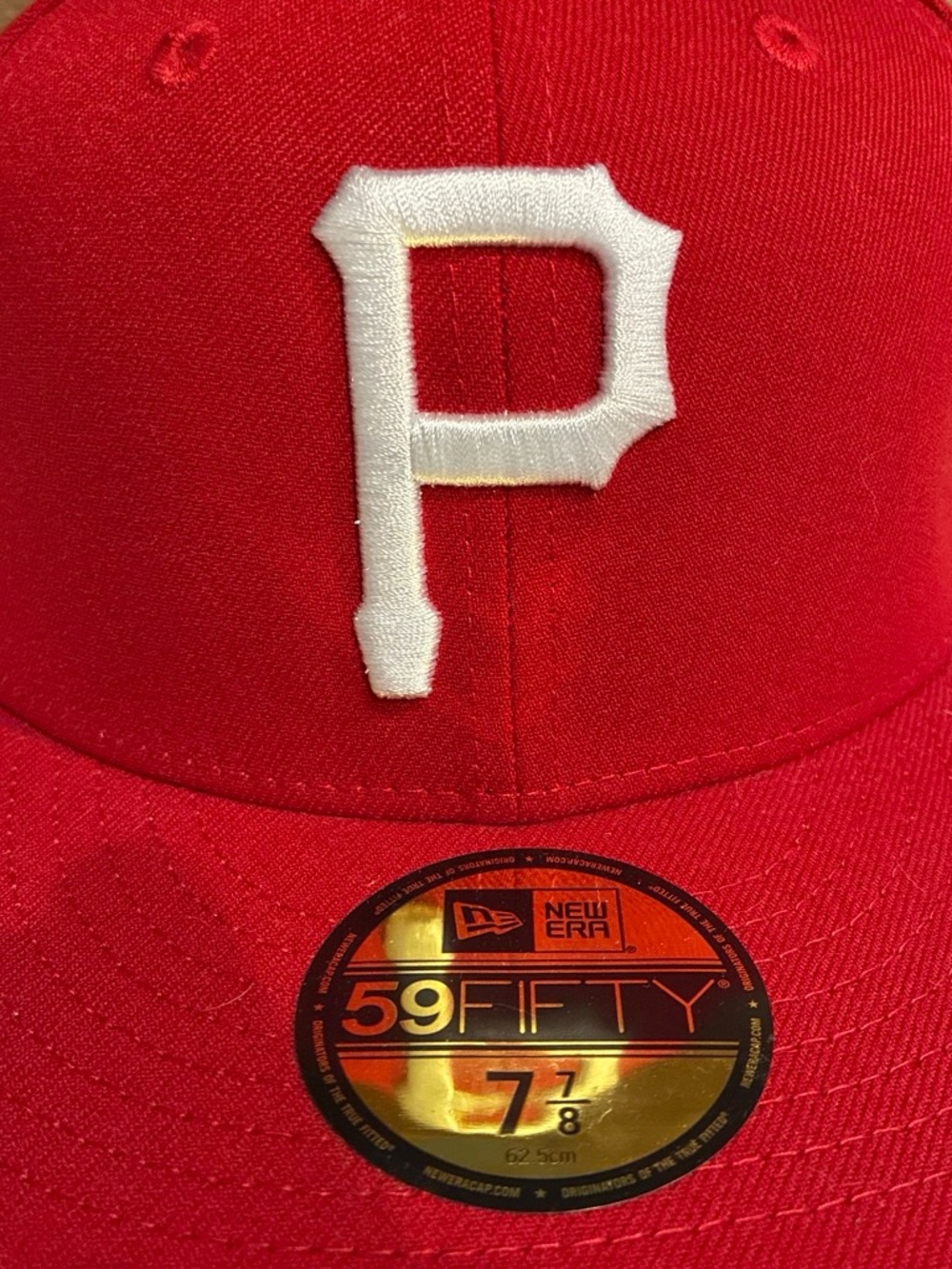New Era Kids Red Fitted Cap with White 'P' Logo